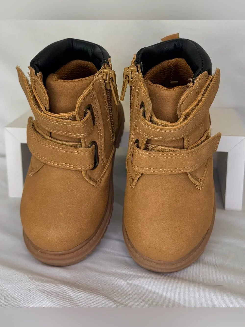 wonder nation Toddler Brown Hook-and-Loop Ankle Boots
